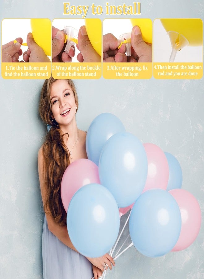 Exclaith 30 Pcs Balloon Sticks, Plastic Balloon Stick with Cup Balloons Sticks with Base Balloon-Stick with Base Holder Stand for Birthday, Party, Anniversary, Wedding Decoration(Transparent) - Image 5